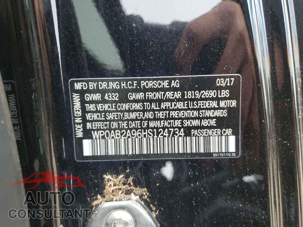 PORSCHE 911 2017 - WP0AB2A96HS124734