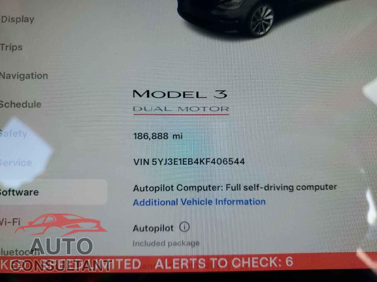 TESLA MODEL 3 2019 - 5YJ3E1EB4KF406544