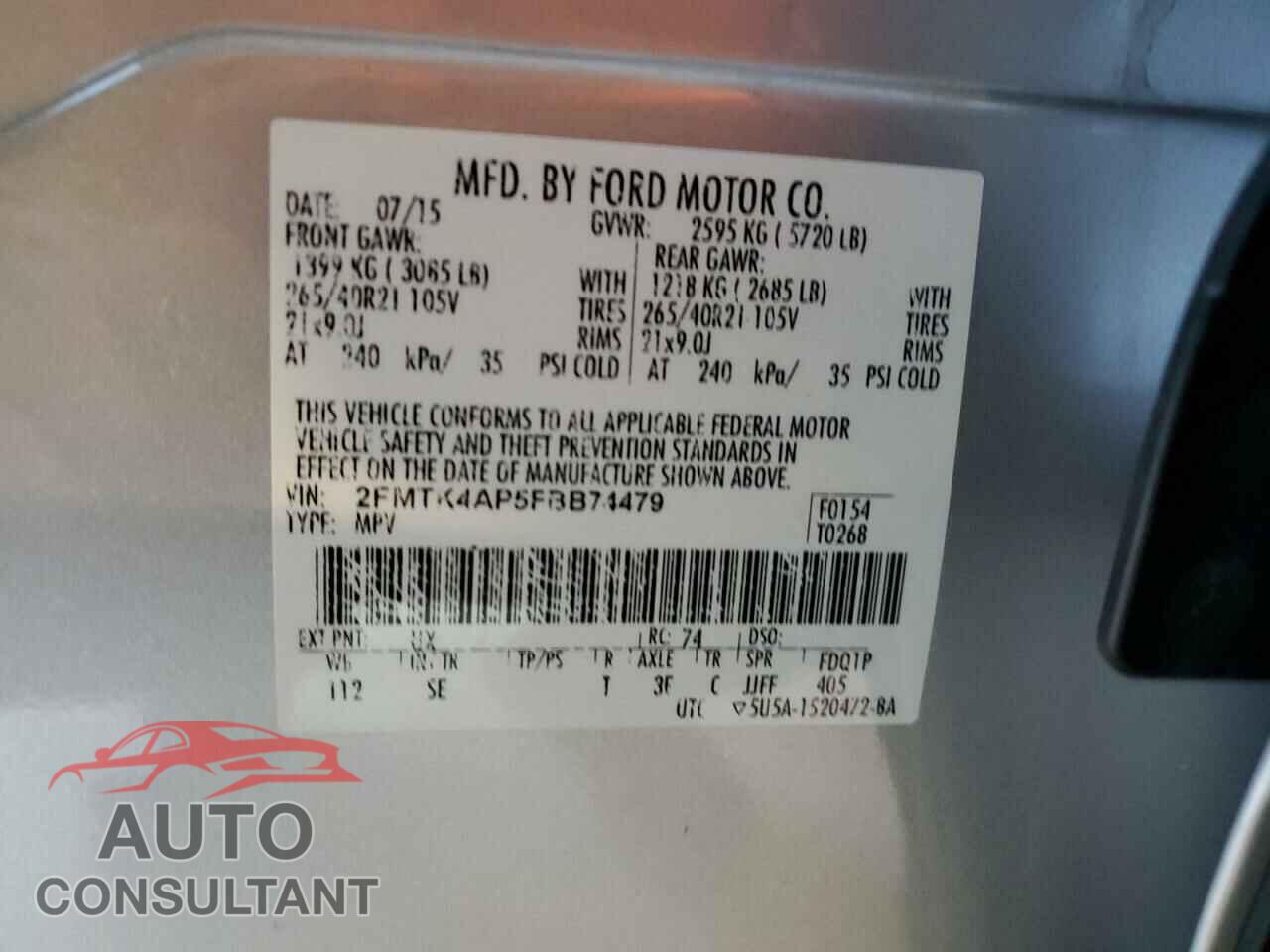 FORD EDGE 2015 - 2FMTK4AP5FBB74479