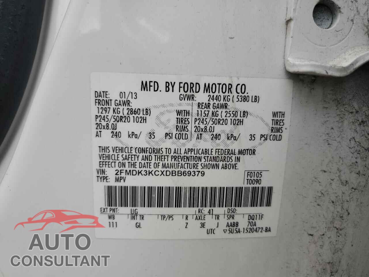 FORD EDGE 2013 - 2FMDK3KCXDBB69379