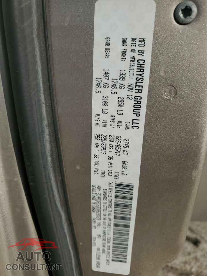 DODGE CARAVAN 2013 - 2C4RDGCG3DR628529