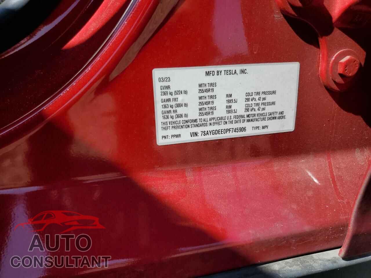 TESLA MODEL Y 2023 - 7SAYGDEE0PF745906
