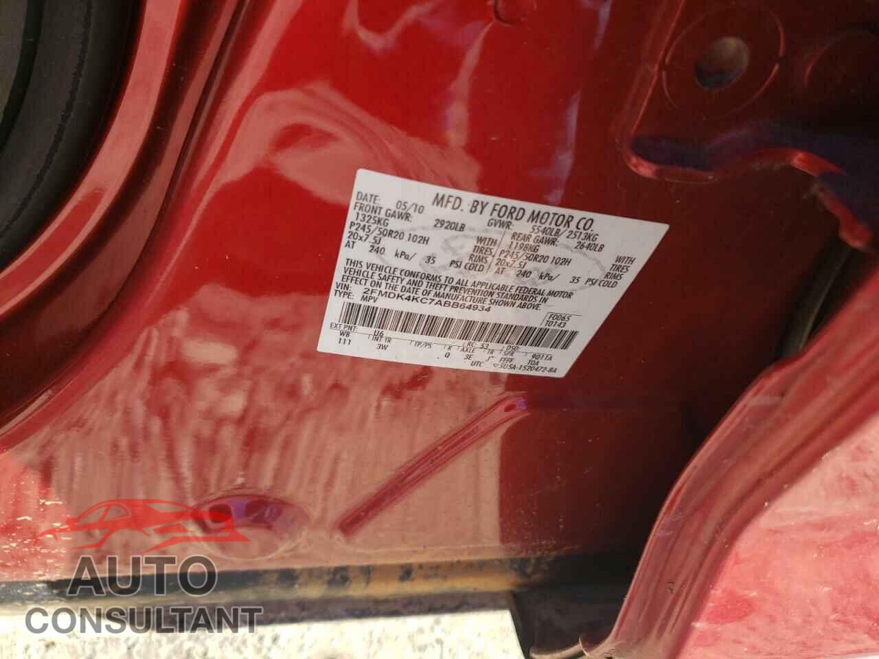 FORD EDGE 2010 - 2FMDK4KC7ABB64934