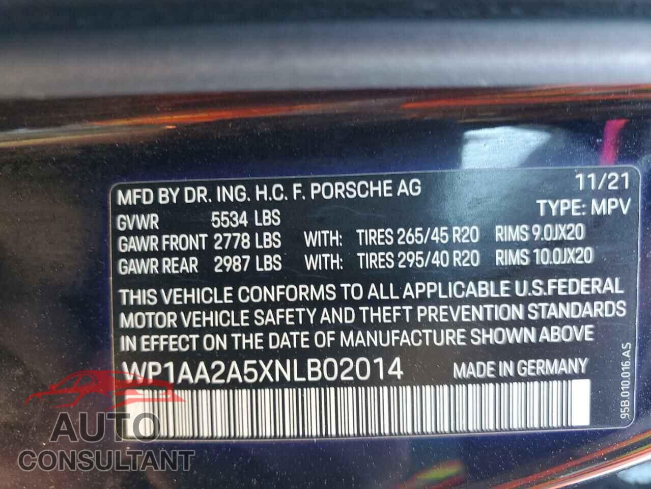 PORSCHE MACAN 2022 - WP1AA2A5XNLB02014