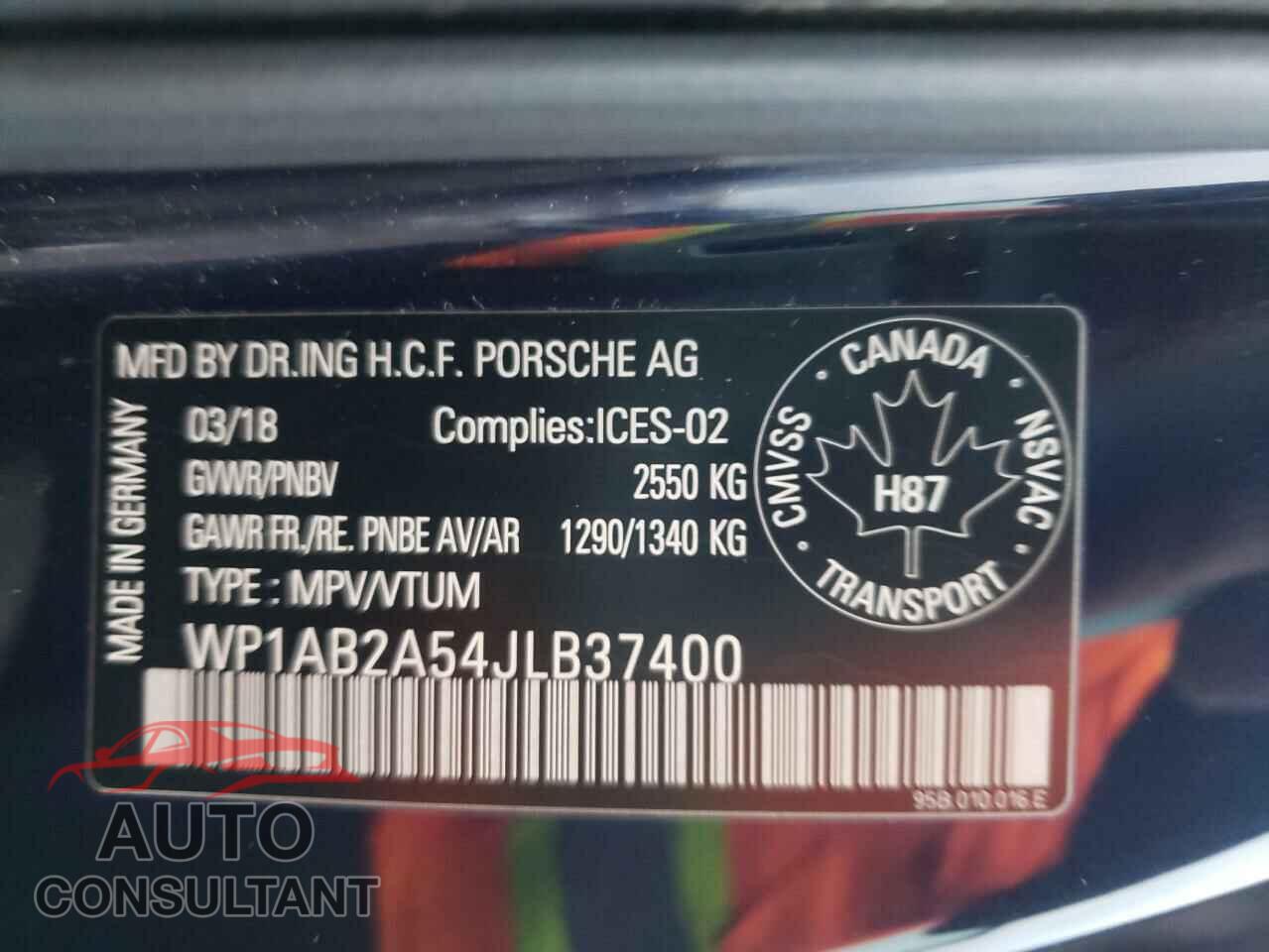 PORSCHE MACAN 2018 - WP1AB2A54JLB37400