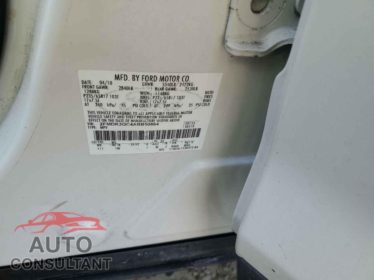 FORD EDGE 2010 - 2FMDK3GC4ABB50864