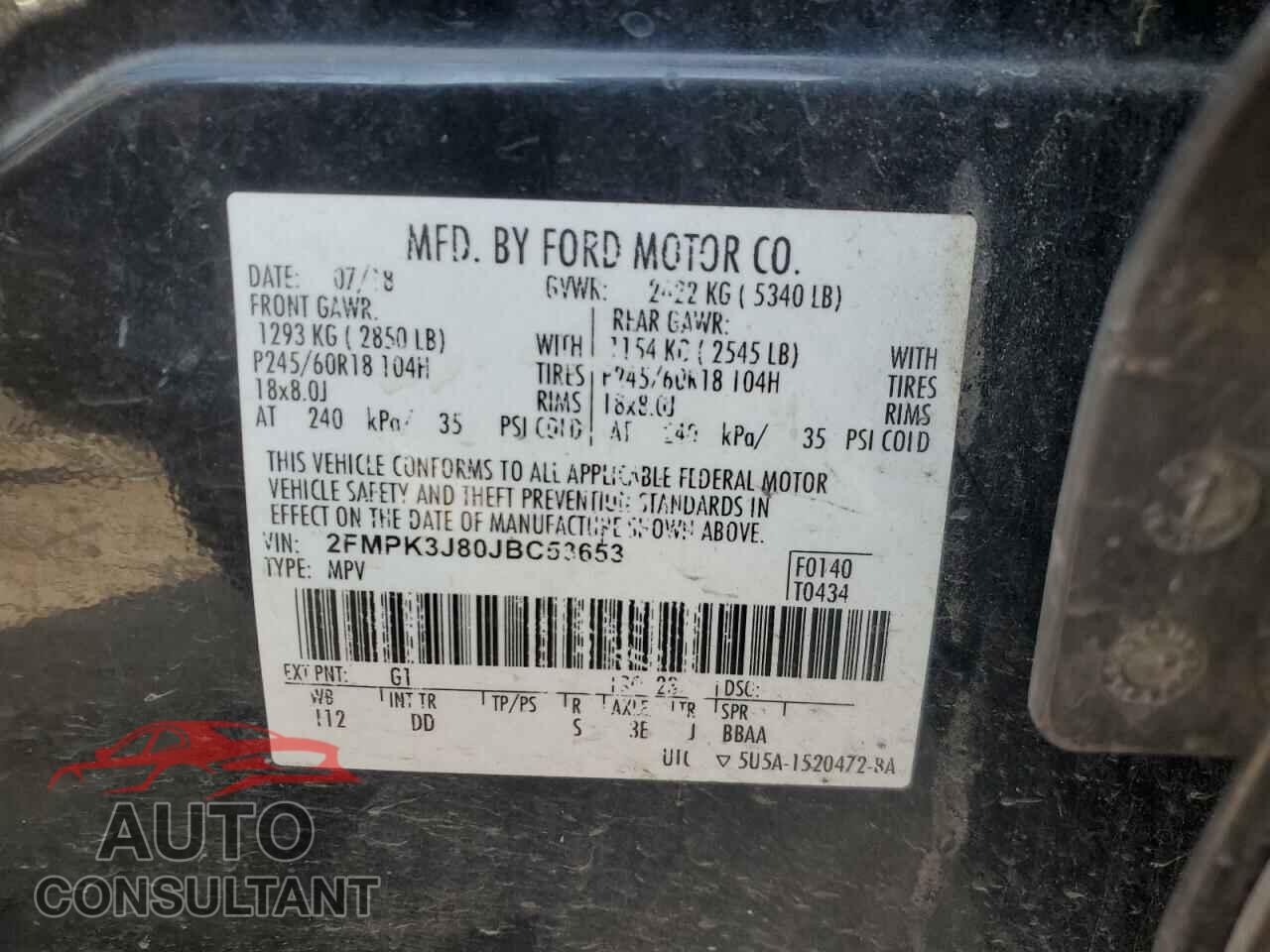 FORD EDGE 2018 - 2FMPK3J80JBC53653