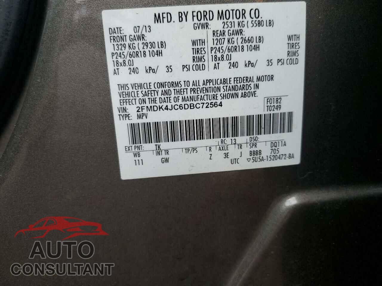FORD EDGE 2013 - 2FMDK4JC6DBC72564