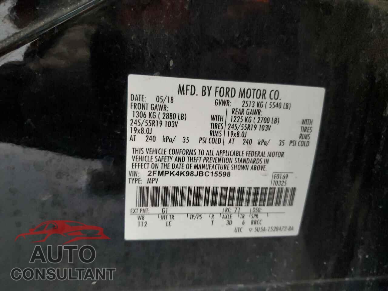 FORD EDGE 2018 - 2FMPK4K98JBC15598
