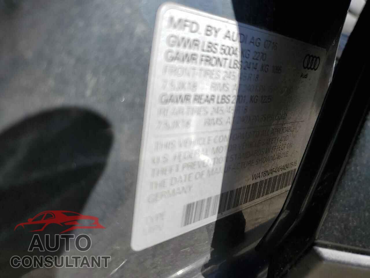 AUDI A4 2017 - WA18NAF4XHA041515