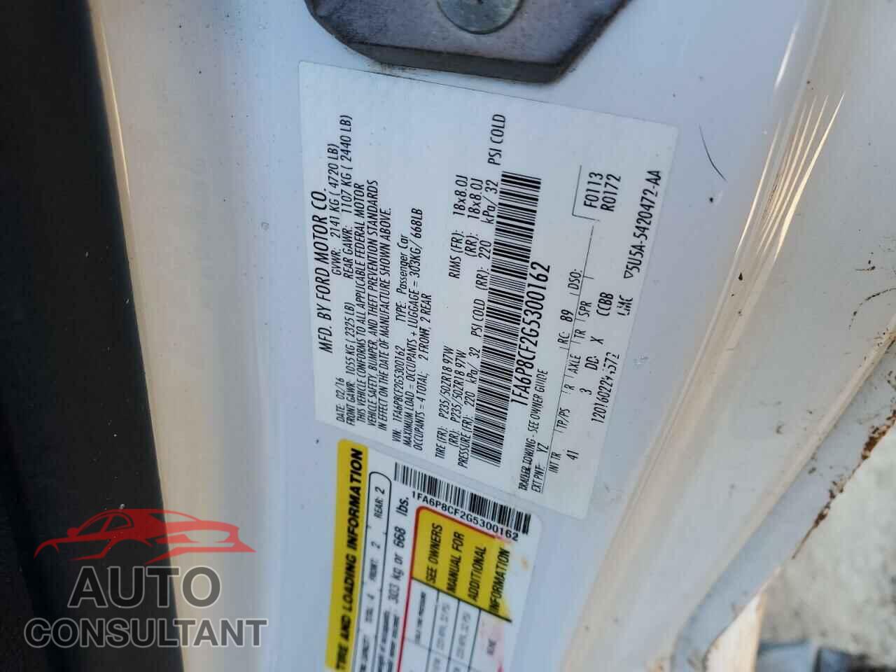 FORD MUSTANG 2016 - 1FA6P8CF2G5300162