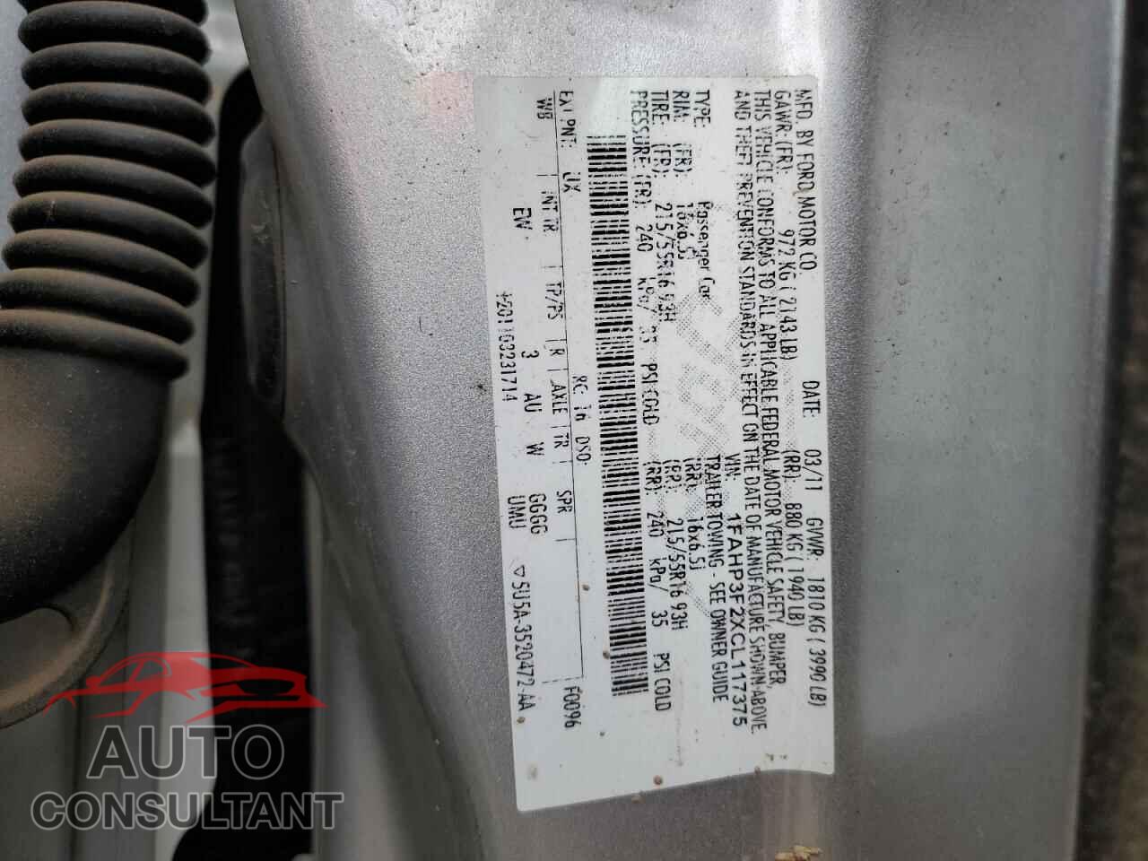 FORD FOCUS 2012 - 1FAHP3F2XCL117375