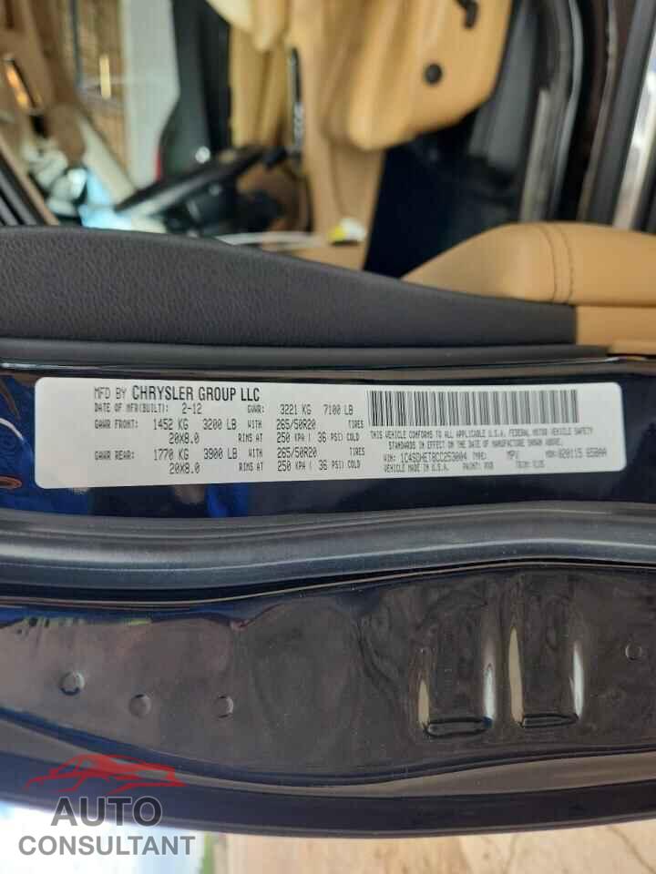 DODGE DURANGO 2012 - 1C4SDHET8CC253004