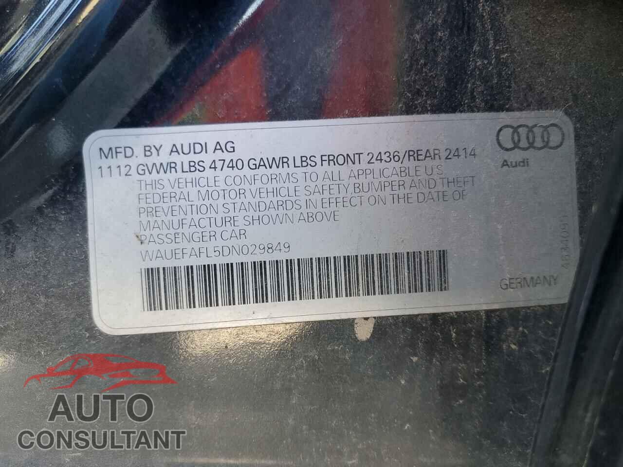 AUDI A4 2013 - WAUEFAFL5DN029849