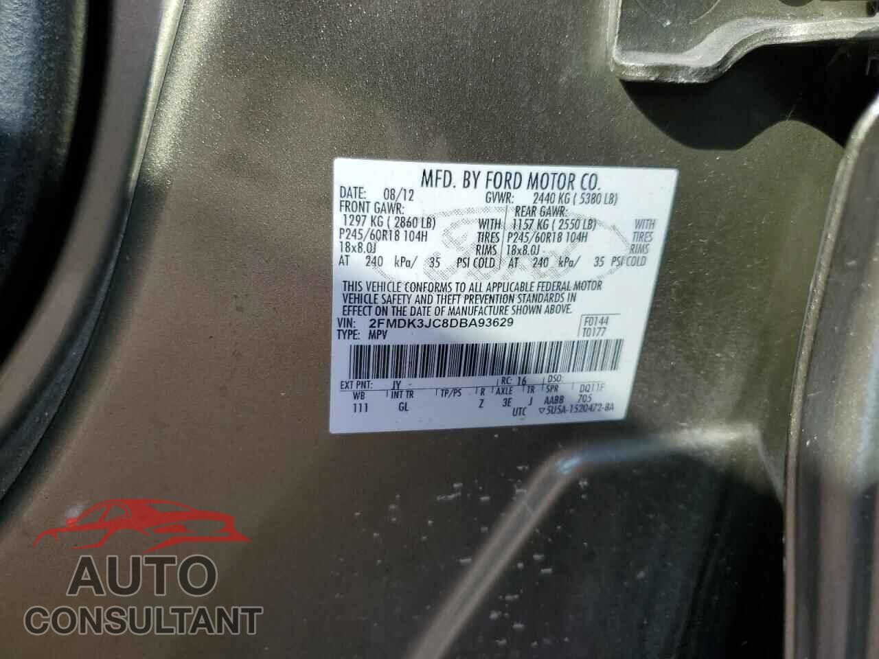 FORD EDGE 2013 - 2FMDK3JC8DBA93629