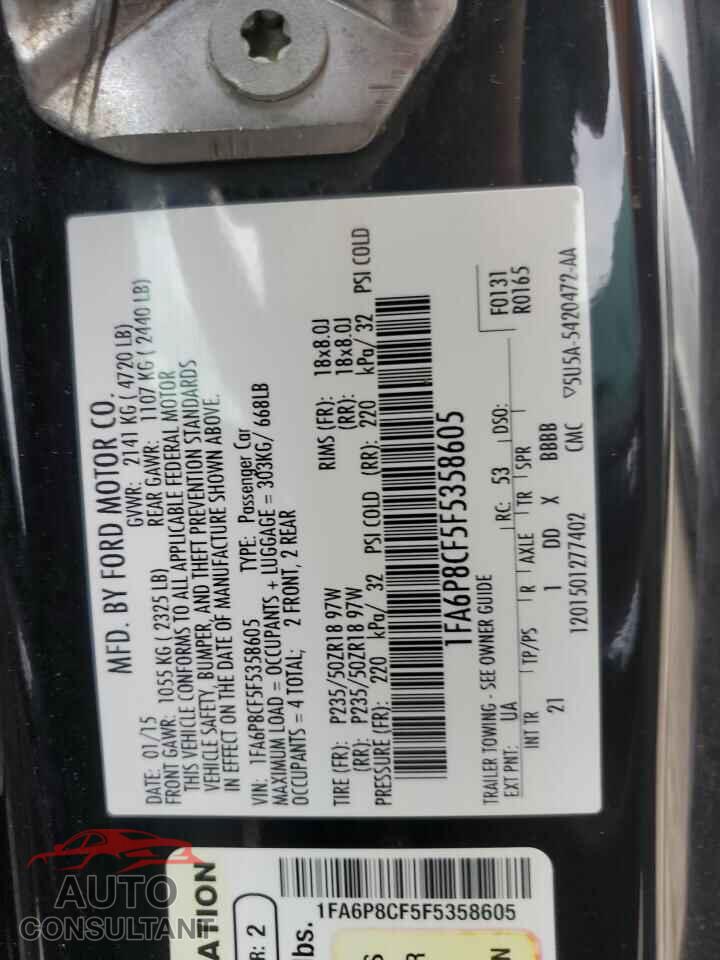 FORD MUSTANG 2015 - 1FA6P8CF5F5358605