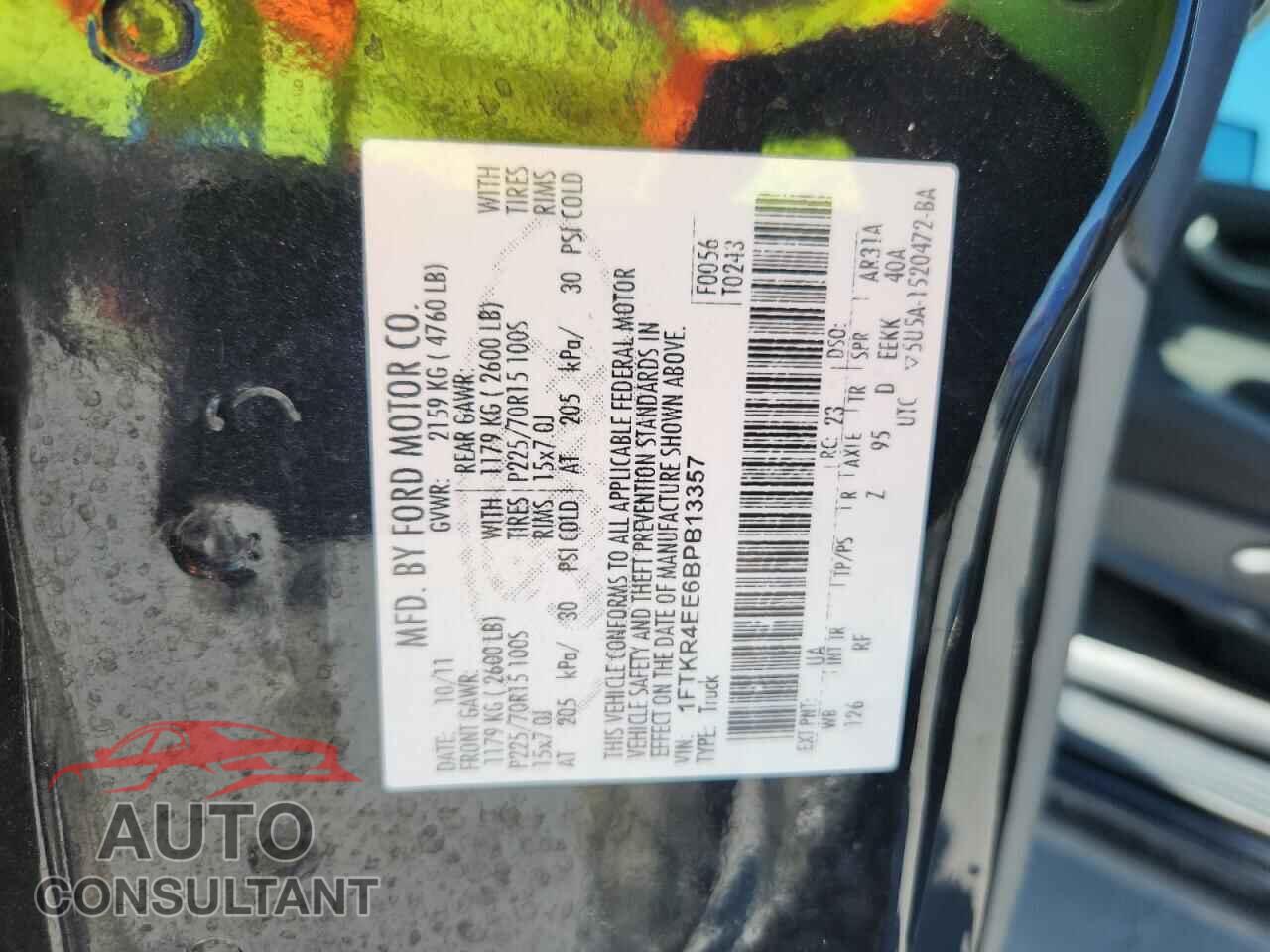 FORD RANGER 2011 - 1FTKR4EE6BPB13357