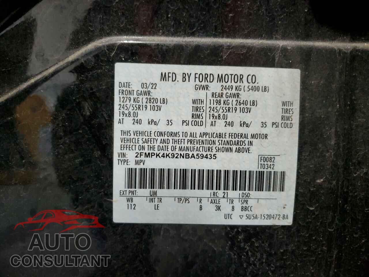 FORD EDGE 2022 - 2FMPK4K92NBA59435