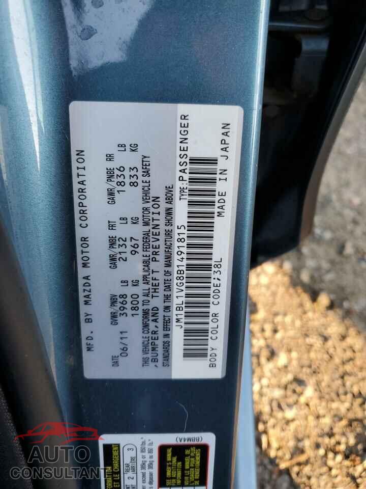 MAZDA 3 2011 - JM1BL1VG8B1491815