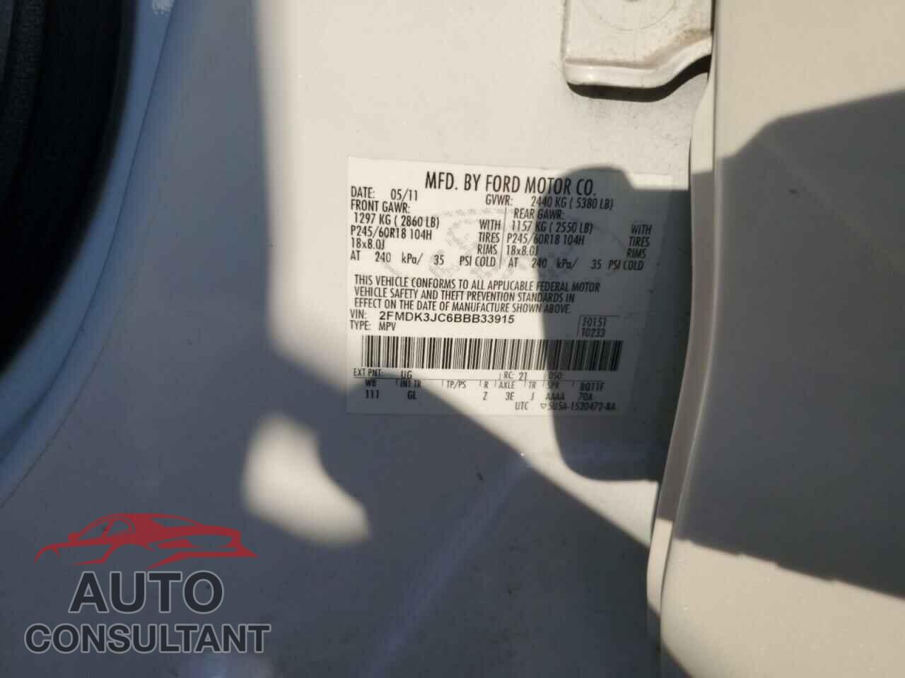 FORD EDGE 2011 - 2FMDK3JC6BBB33915