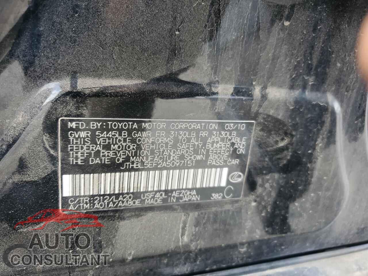 LEXUS LS460 2010 - JTHBL5EF2A5097151
