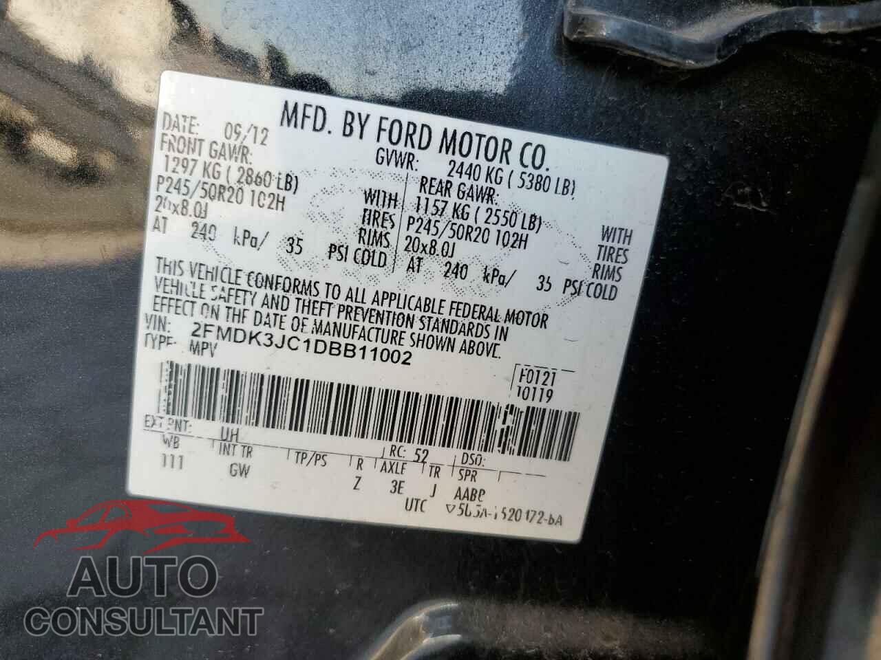 FORD EDGE 2013 - 2FMDK3JC1DBB11002