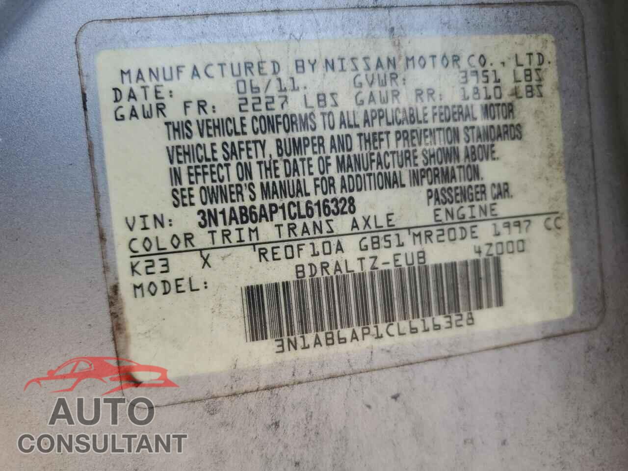 NISSAN SENTRA 2012 - 3N1AB6AP1CL616328