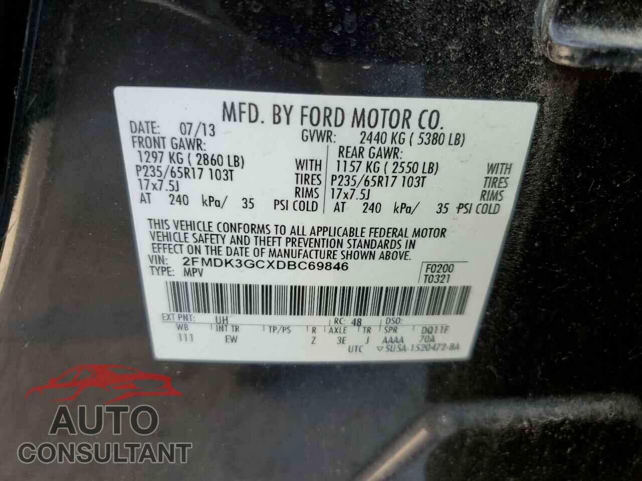 FORD EDGE 2013 - 2FMDK3GCXDBC69846