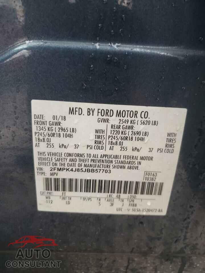 FORD EDGE 2018 - 2FMPK4J85JBB57703