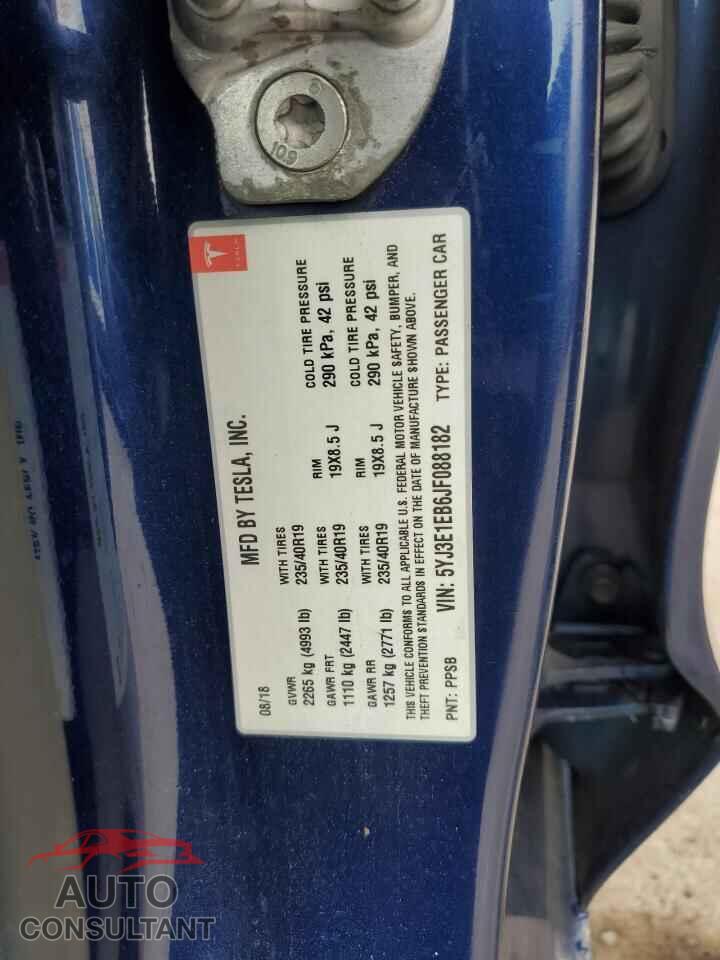 TESLA MODEL 3 2018 - 5YJ3E1EB6JF088182