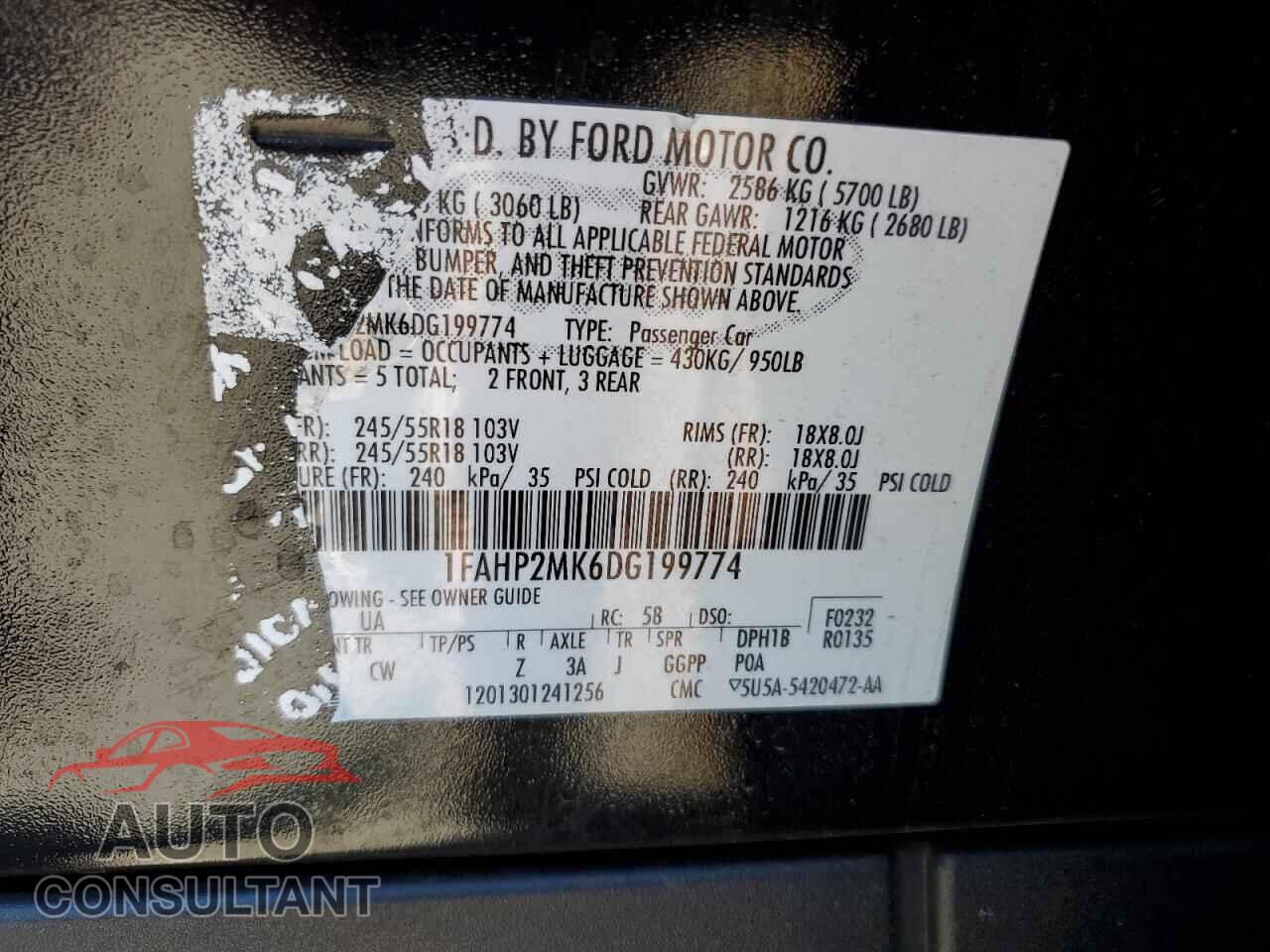 FORD TAURUS 2013 - 1FAHP2MK6DG199774