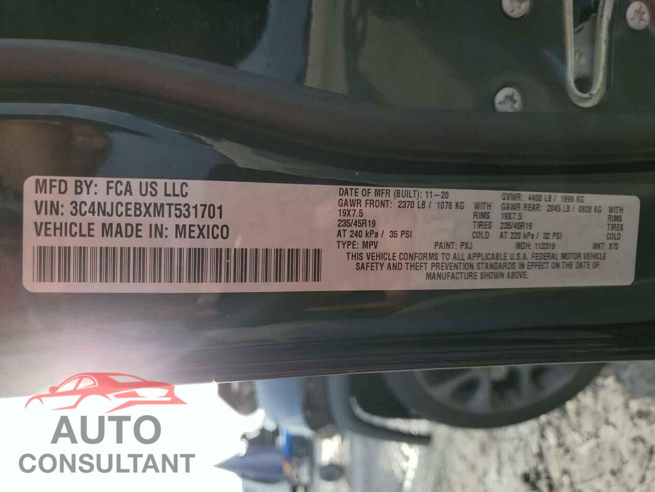 JEEP COMPASS 2021 - 3C4NJCEBXMT531701