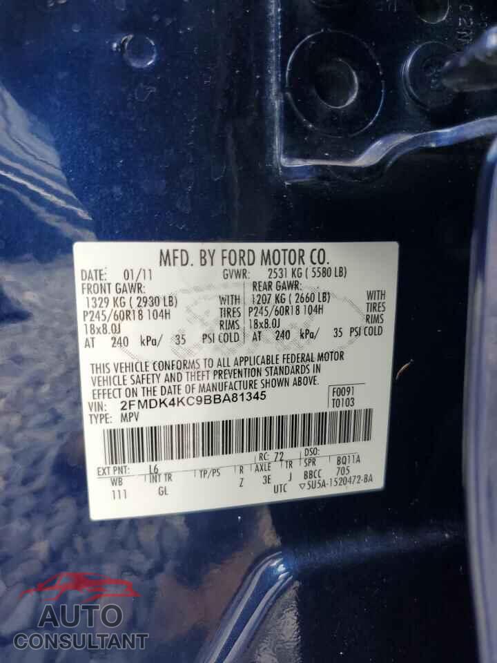 FORD EDGE 2011 - 2FMDK4KC9BBA81345