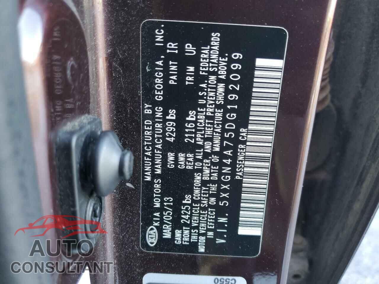 KIA OPTIMA 2013 - 5XXGN4A75DG192099