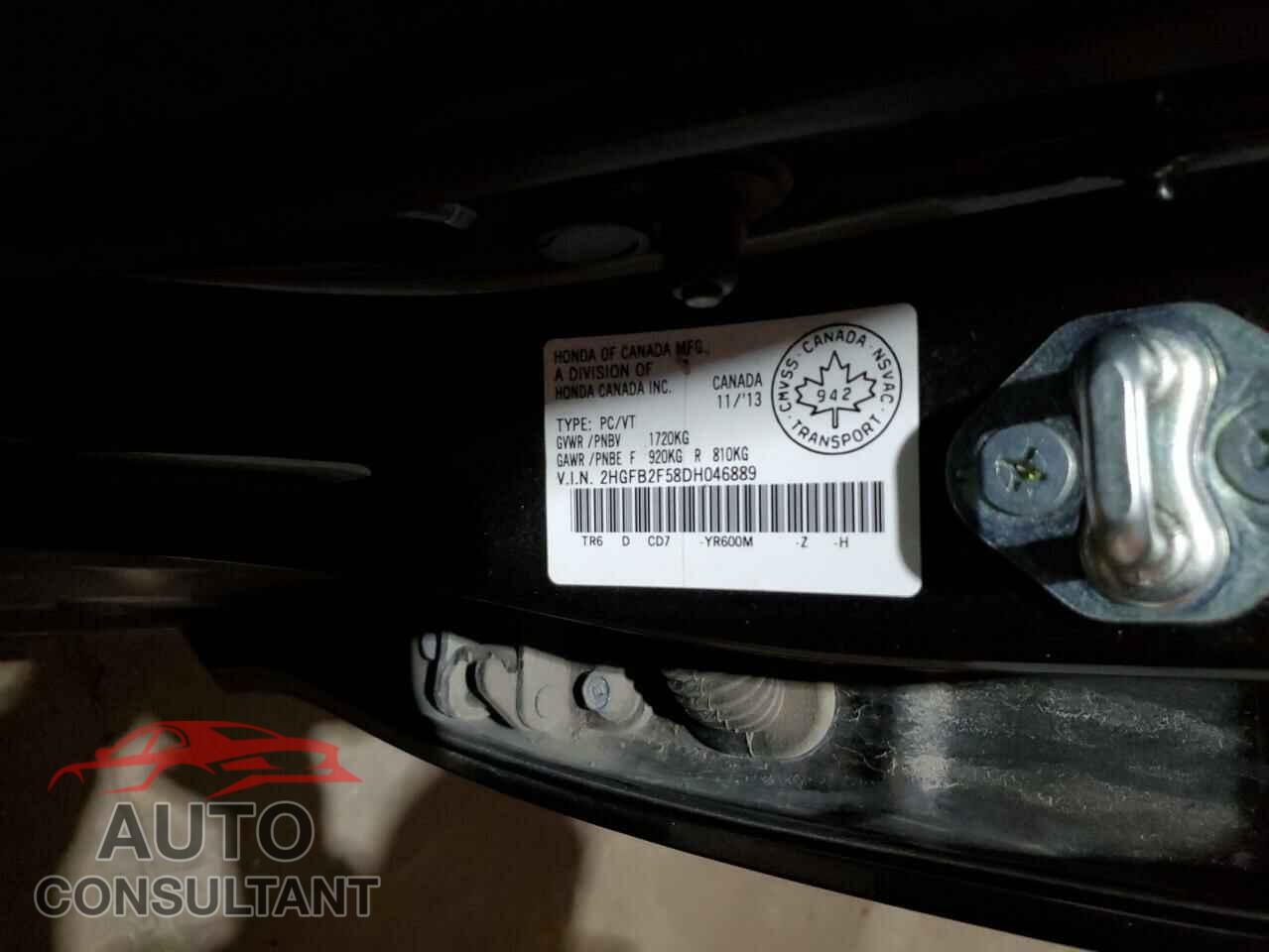 HONDA CIVIC 2013 - 2HGFB2F58DH046889