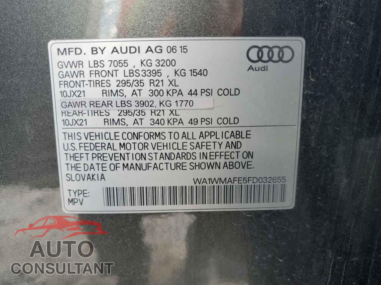 AUDI Q7 2015 - WA1WMAFE5FD032655