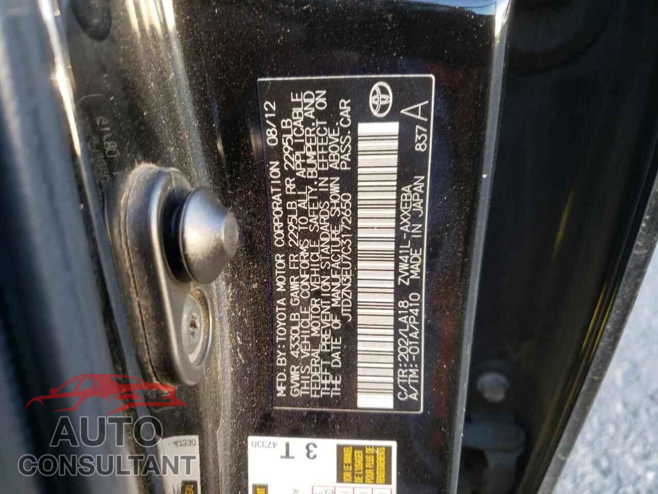 TOYOTA PRIUS 2012 - JTDZN3EU7C3172650