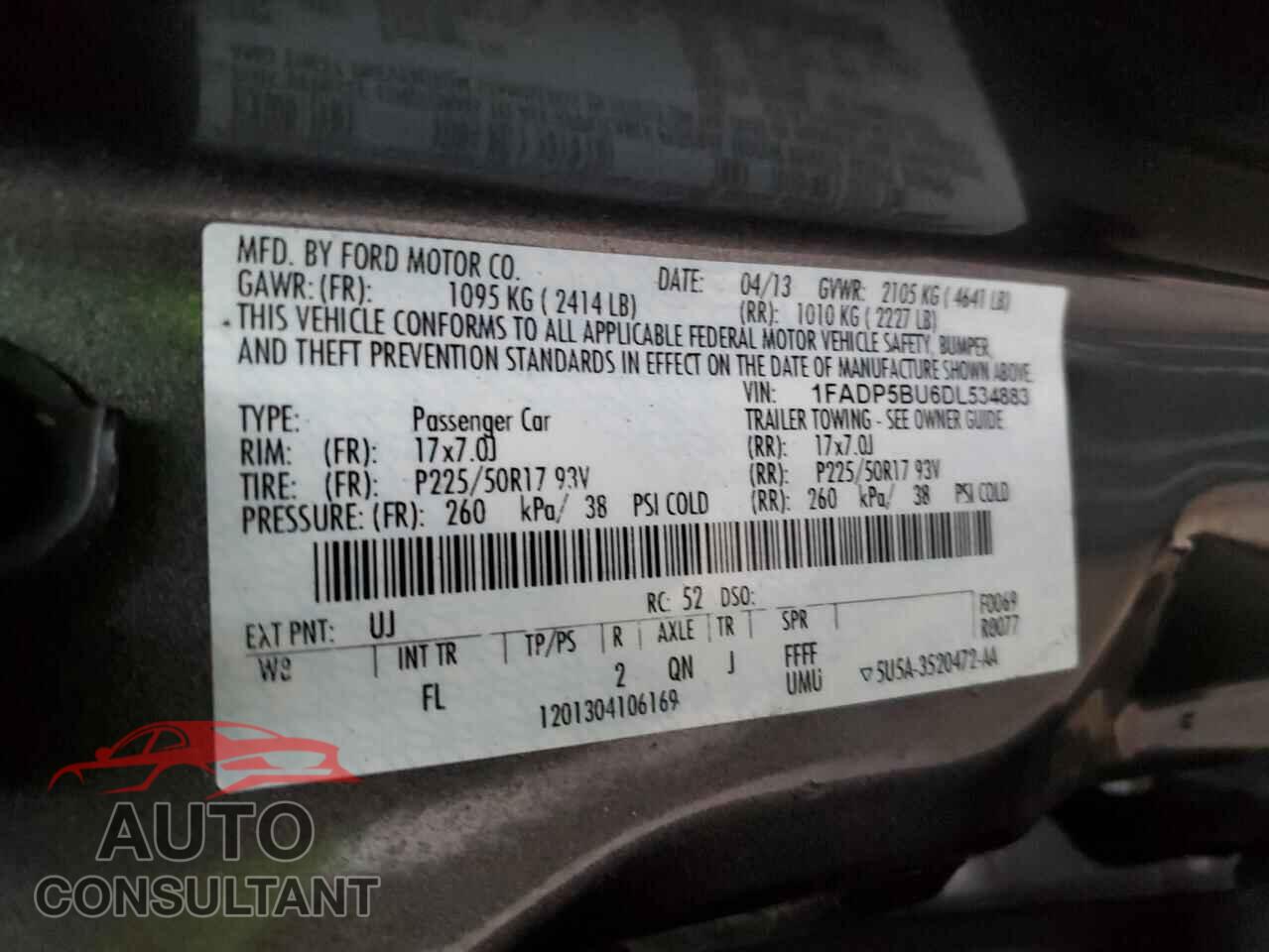 FORD CMAX 2013 - 1FADP5BU6DL534883