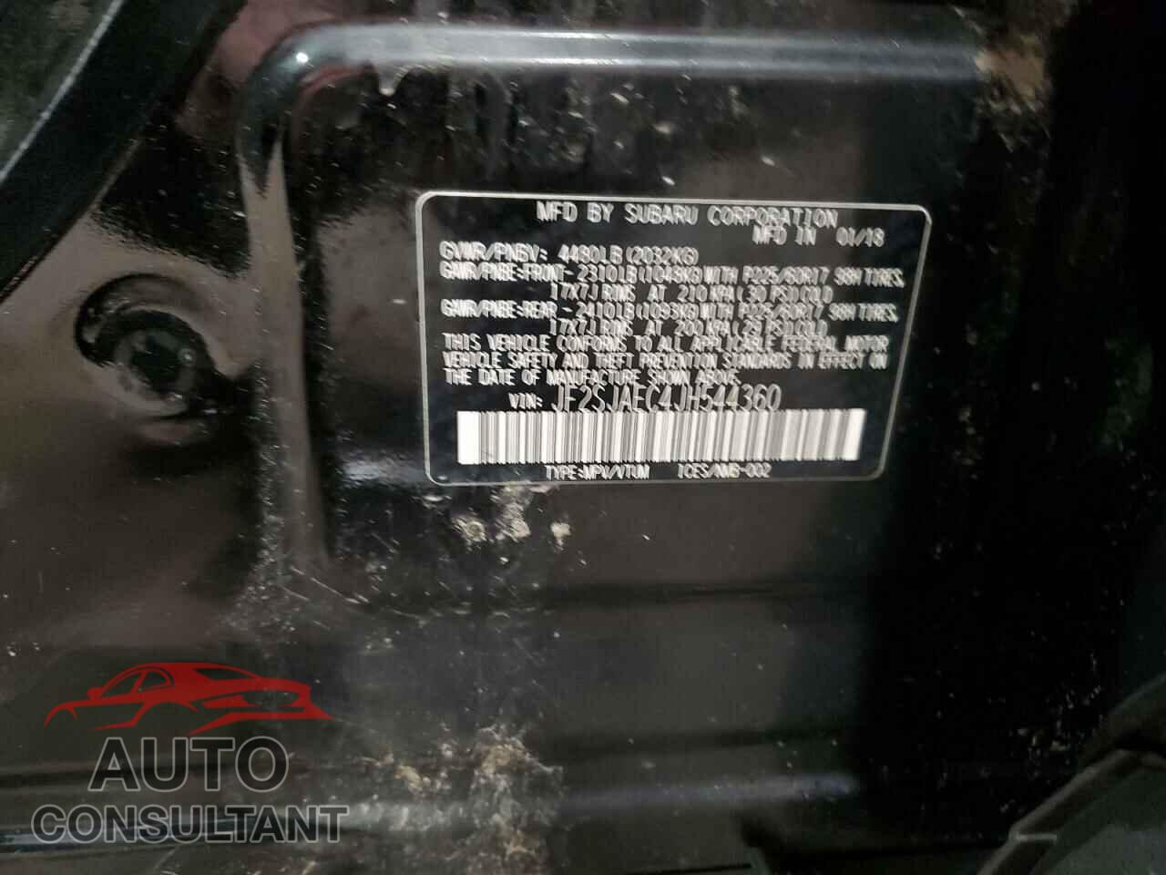 SUBARU FORESTER 2018 - JF2SJAEC4JH544360