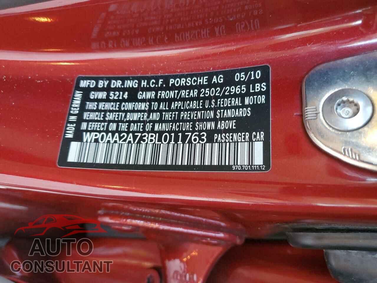 PORSCHE PANAMERA 2011 - WP0AA2A73BL011763