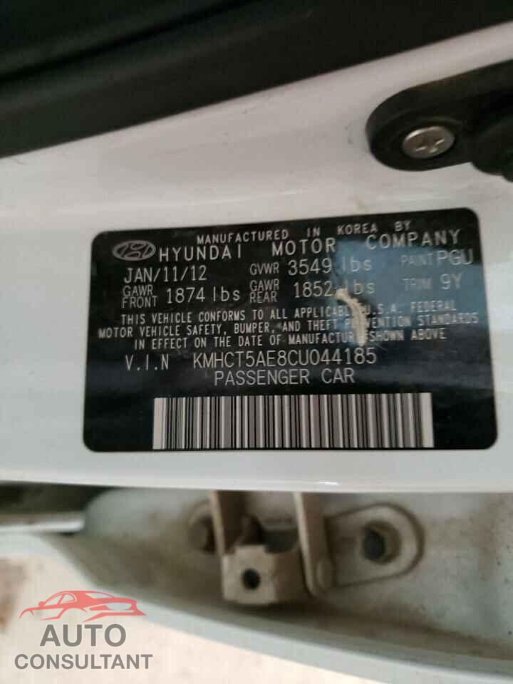 HYUNDAI ACCENT 2012 - KMHCT5AE8CU044185