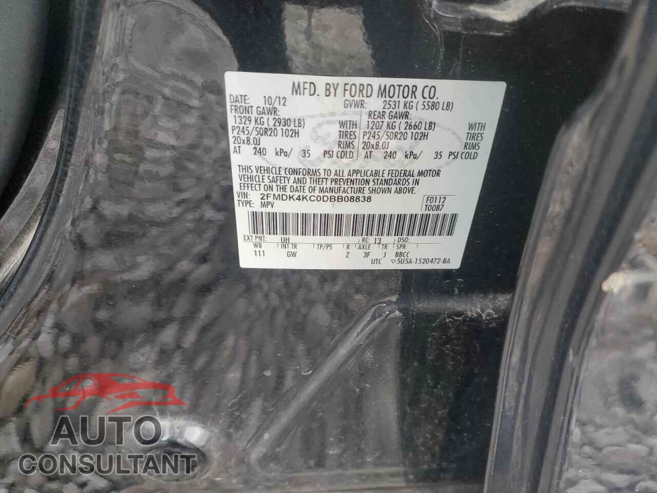 FORD EDGE 2013 - 2FMDK4KC0DBB08838