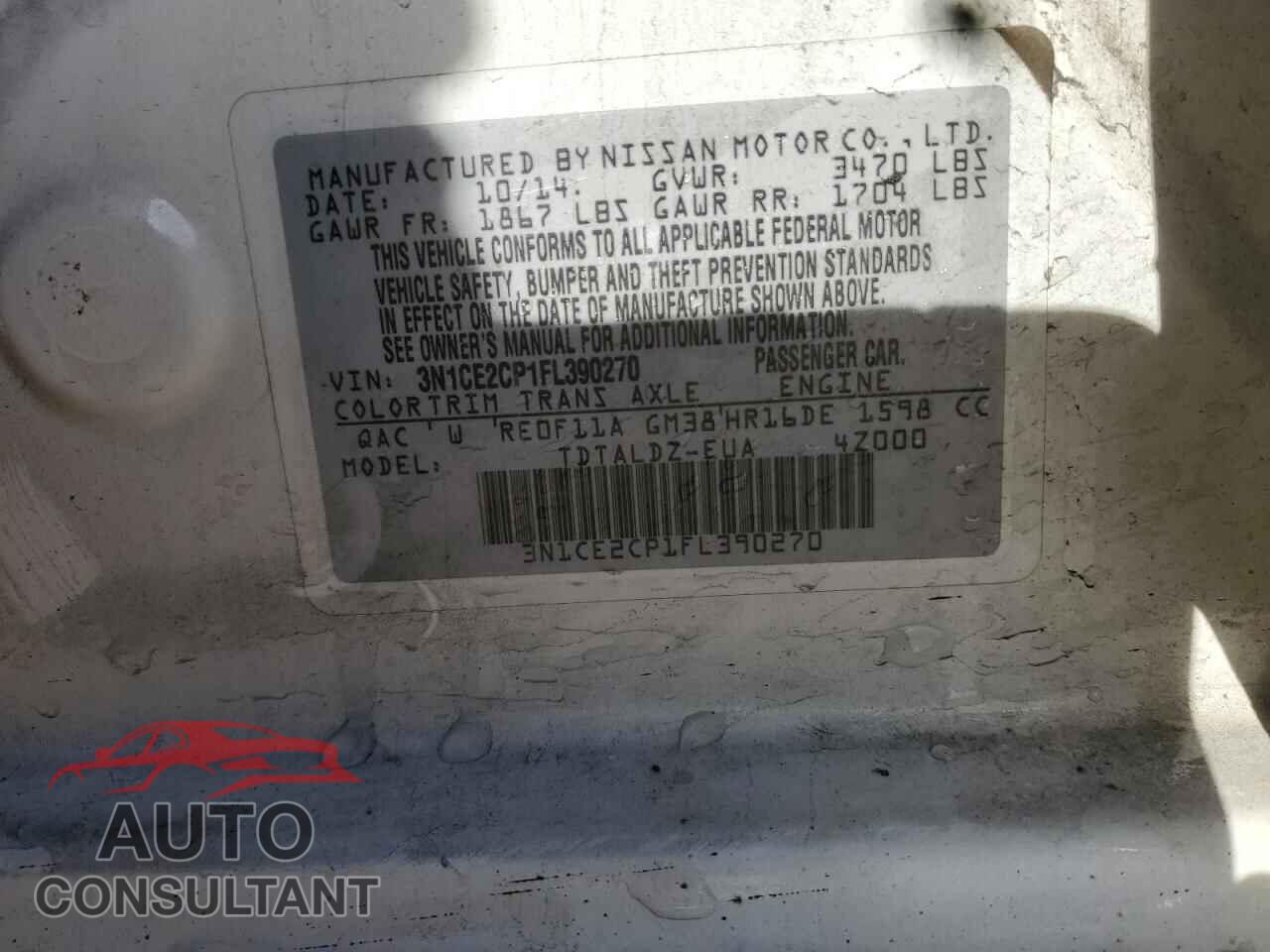 NISSAN VERSA 2015 - 3N1CE2CP1FL390270
