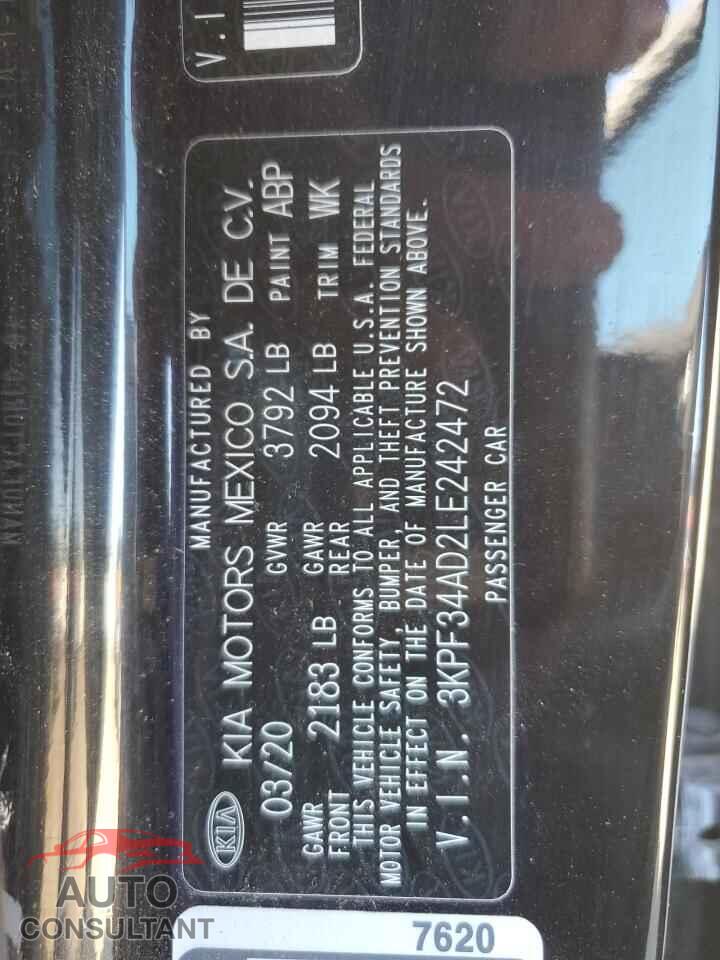 KIA FORTE 2020 - 3KPF34AD2LE242472