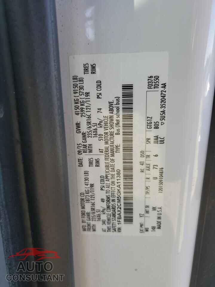 FORD TRANSIT 2016 - 1FBAX2CM5GKA11380