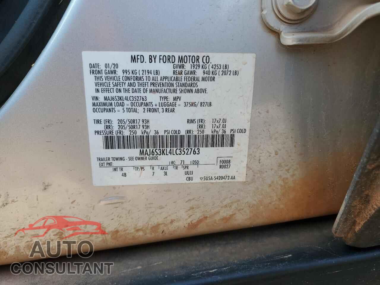 FORD ECOSPORT 2020 - MAJ6S3KL4LC352763