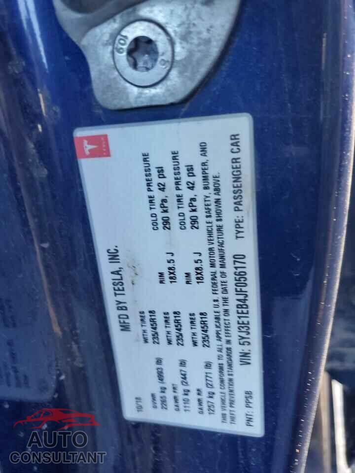 TESLA MODEL 3 2018 - 5YJ3E1EB4JF056170