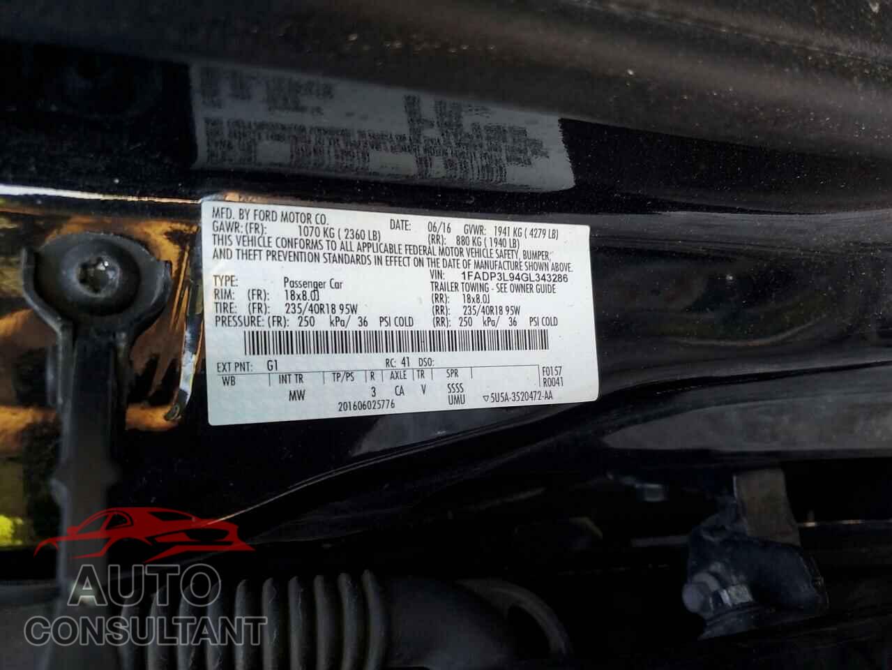 FORD FOCUS 2016 - 1FADP3L94GL343286