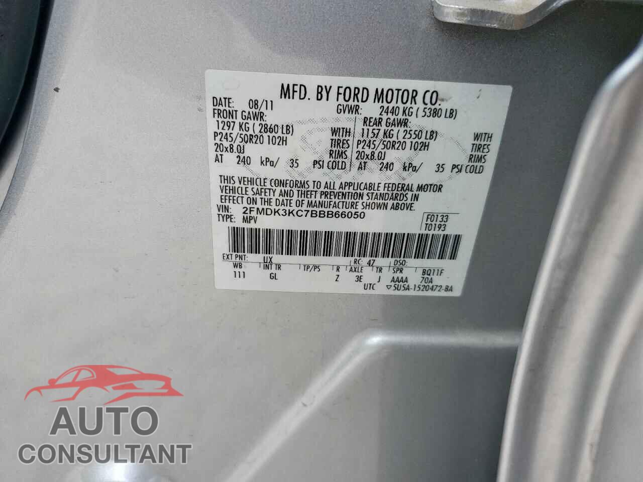 FORD EDGE 2011 - 2FMDK3KC7BBB66050