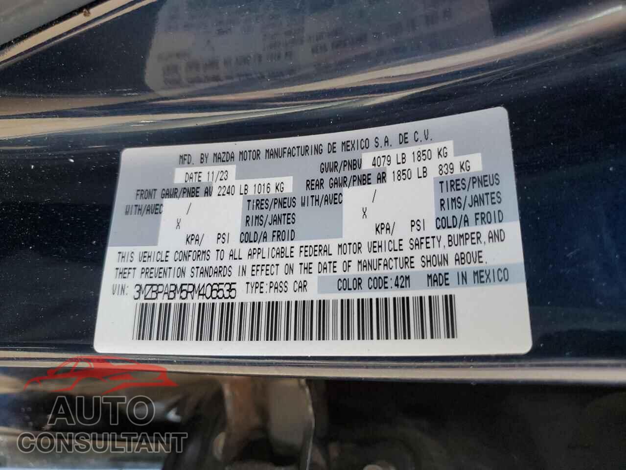MAZDA 3 SELECT S 2024 - 3MZBPABM5RM406535